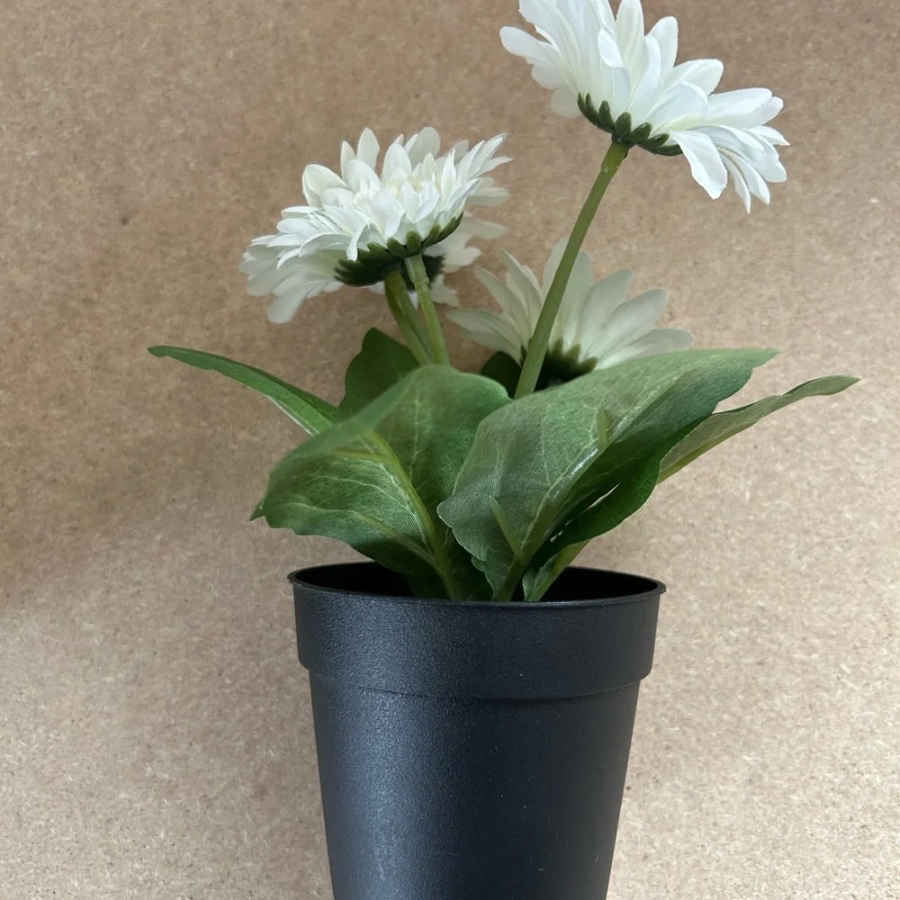 IKEA Faux White Daisy in Black Pot Set of 2